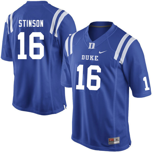 Men #16 Jaylen Stinson Duke Blue Devils College Football Jerseys Sale-Blue